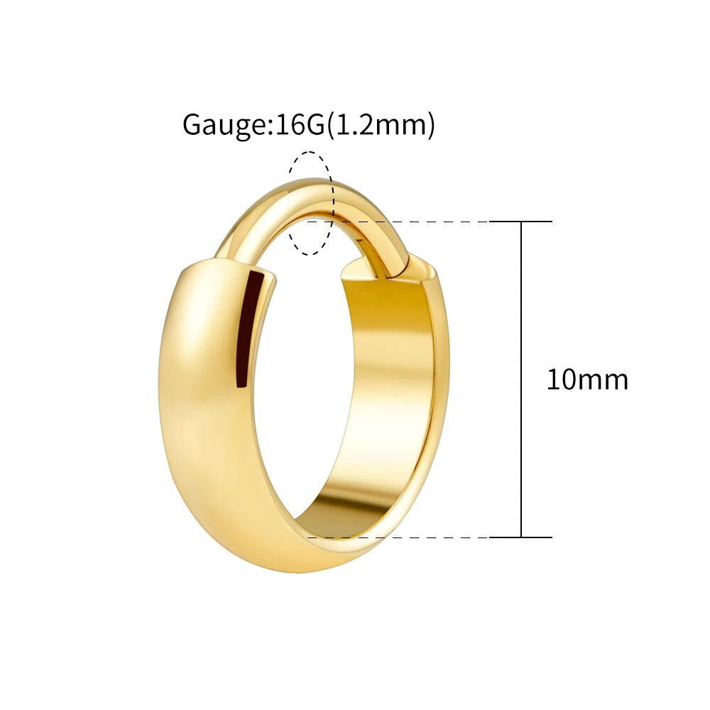 Right Grand ASTM F136 Titanium 16G Wide Chunky Conch Clicker Ring 8/10/12mm Cartilage Hoop Earring Earlobe Nose Piercing Jewelry
