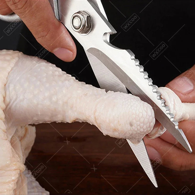 WXCOO Chicken Bone Scissors Stainless Steel Cutting Knife Kitchen Scissors Multifunctional Food Scissors Slicing Fish Meat Knife