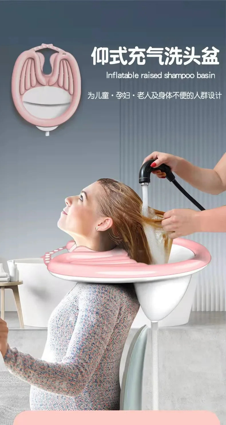 1Set  Inflatable Shampoo Basin PVC Foldable Portable Shampoo Pad Spa Tub Deflate Hair Washing Basin for Pregnant Women Elderly