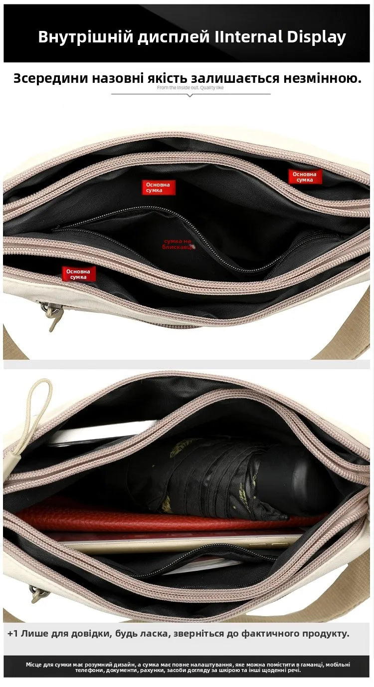 Large Capacity Nylon Bag Women's Casual Style Crossbody Shoulder Bag Portable Fashionable Single Strap Small Square Bag