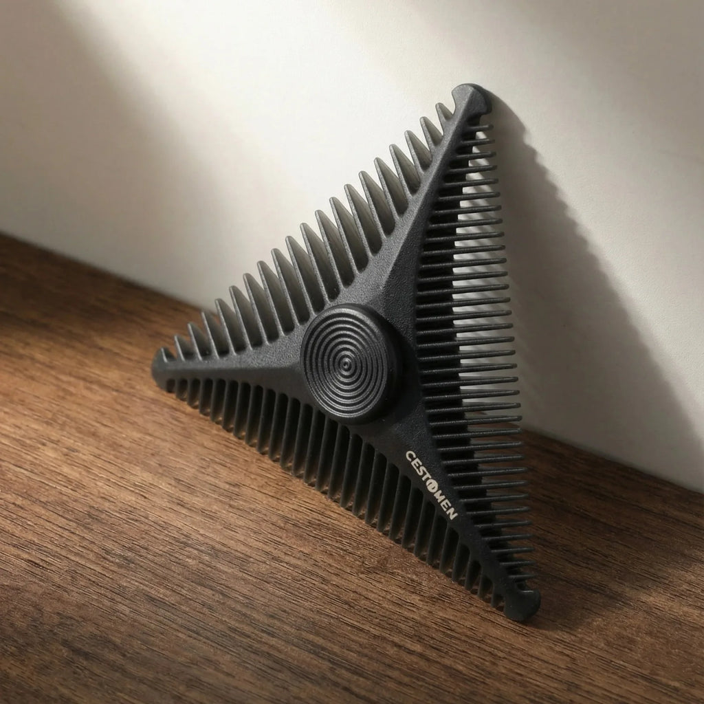 2/4Pc New Triangular Pocket Rotating Combs Fidget Bearing Portable Oil Head Comb For Men Mini Beard Combing Barber Styling Tools