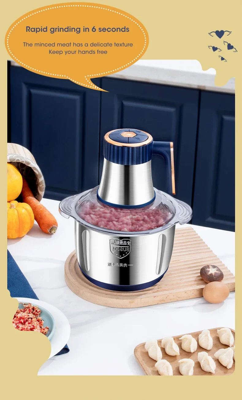 5L Food Processors Stainless Steel Multifunctional Electric Meat Grinder Kitchen Blenders  for Kitchen Meat Vegetables Blenders