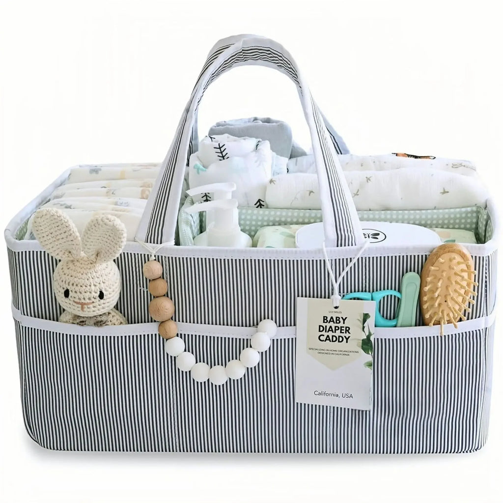 Baby Diaper Caddy Organizer - Large Tote Bag for Newborn essentials Boy or Girl - Baby Shower Basket - Nursery Must Haves