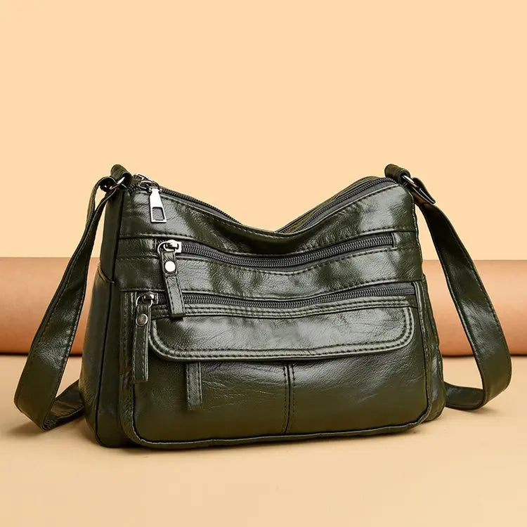 Large Capacity Soft Leather Shoulder Bag Casual Crossbody Bag for Middle-Aged Women 2025 New Style Versatile Mom Bag