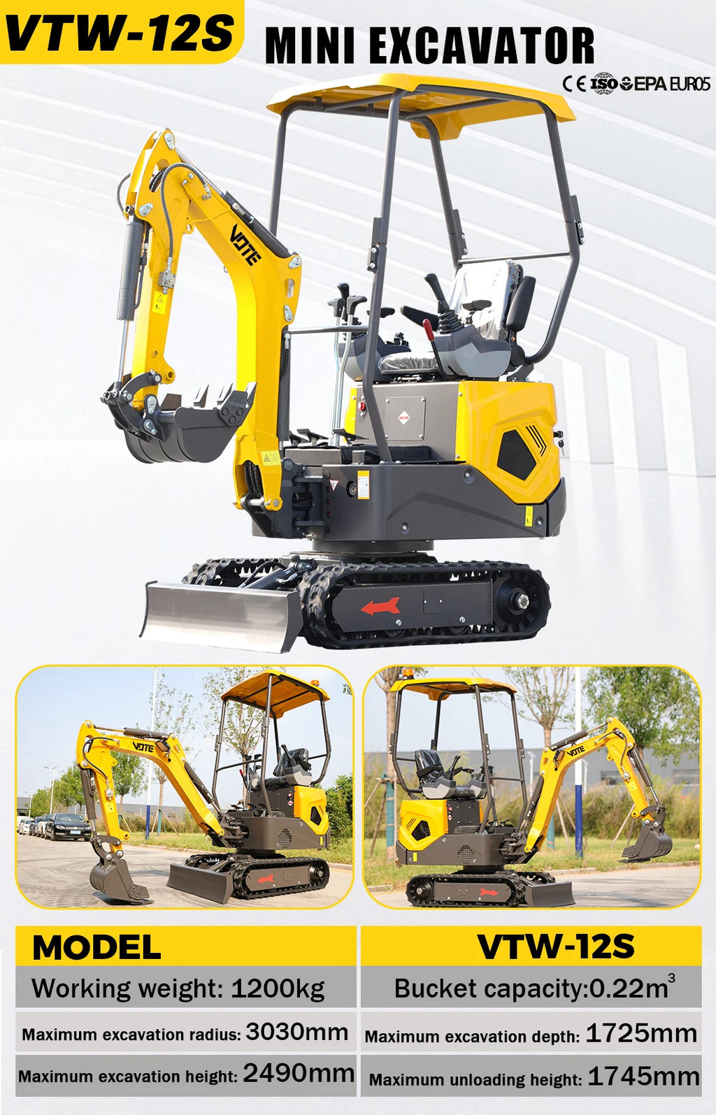 Best selling 1 ton 1.2 ton 1.6 ton 2 ton mini excavator multi functional hydraulic crawler customizable  gardening applications
