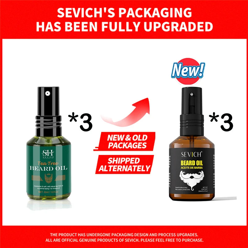 SEVICH Growth Beard Oil for Men Moisturizing Styling Trim Care Thicker Promote Beard Regrowth Strengthen Shine Soften Beard Oil