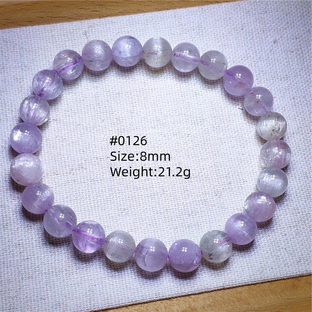Natural Purple Kunzite Clear Round Beads Bracelet Jewelry Women Men Colorful Kunzite Bracelet Cat Eye Women Men AAAAAA