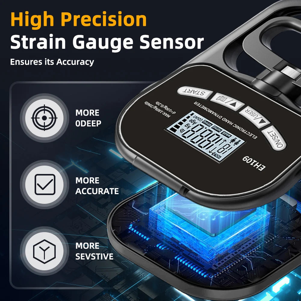 NEW Grip Strength Tester 265Lbs/120Kg Digital Hand Dynamometer Grip Strength Meter USB LCD Screen Hand Grip Dynamometer