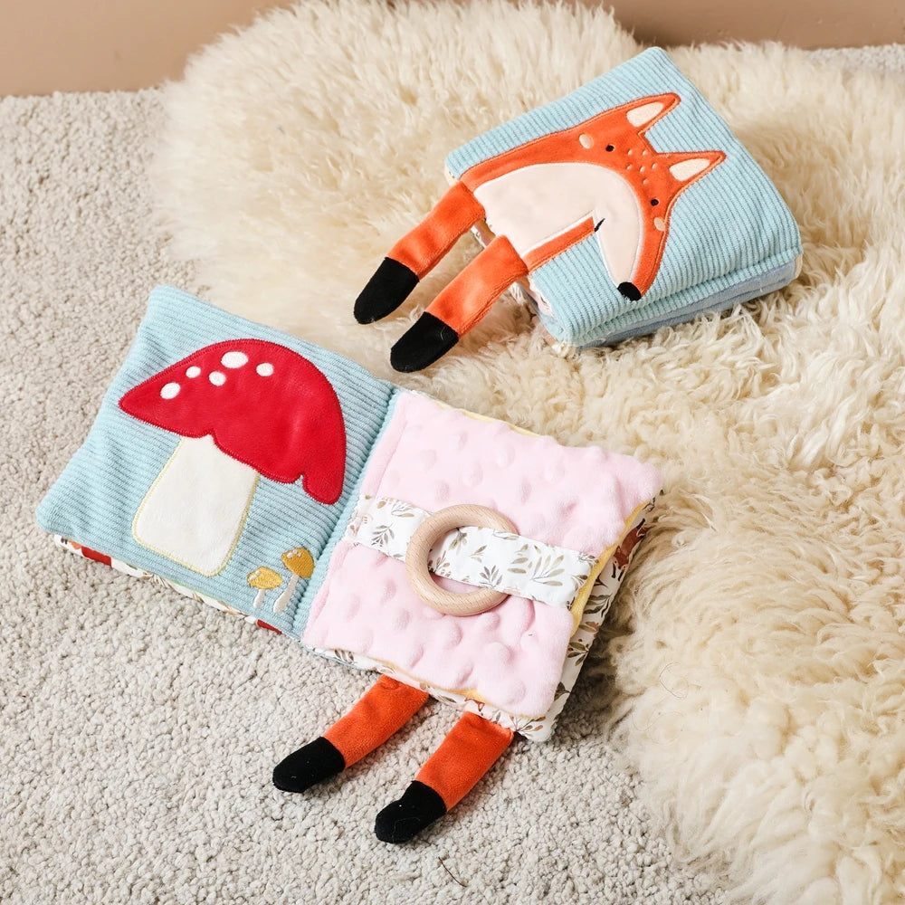 Baby Toys Cloth Book Early Educational Baby Toys Sensory Book Baby Soft Books Toys Fluffy Cartoon Elephant Books With Mirror