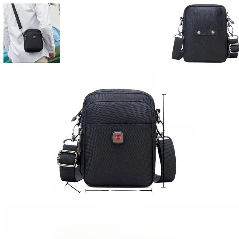 Large Capacity Oxford Cloth Military Knife Crossbody Bag for Men Commuting Work Bag Outdoor Waist Bag Bucket Shape Zipper Clo...