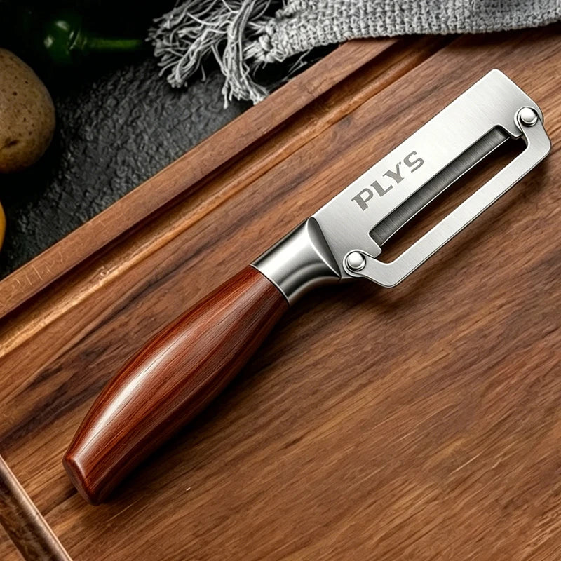 Stainless Steel Kitchen Peeler Multi-Function Kitchen-Specific Peeler for Slicing Fruit and Vegetables with Wooden/ Steel Handle
