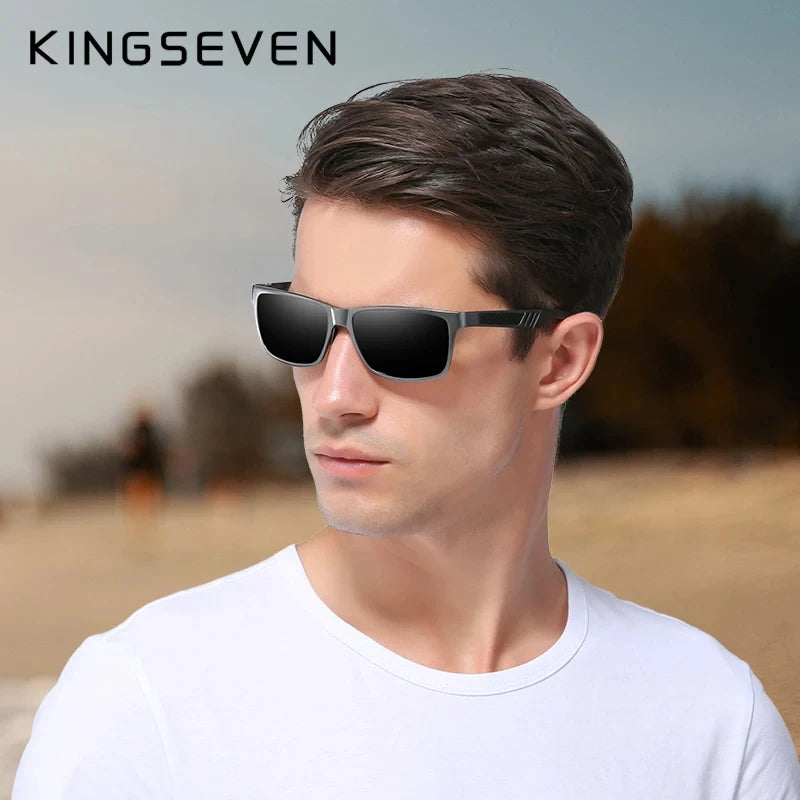 KINGSEVEN Men Polarized Sunglasses Aluminum Magnesium Driving UV400 Glasses Rectangle Shades Eye Protection Luxury Male Eyewear