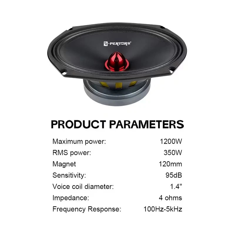 1pc 6*9inch High-Fidelity Mid-Range Car Speaker 1200W Surround Sound Audio Music Stereo Subwoofer Speaker 95dB Easy Installation