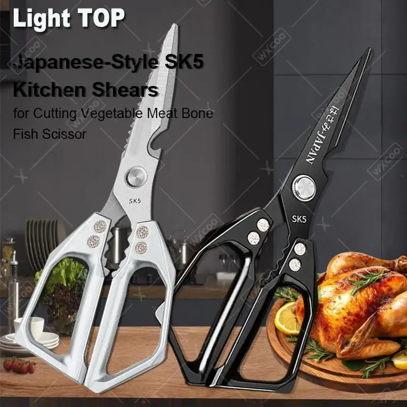 WXCOO Japanese Household Chicken Bone Scissor SK5 Stainless Steel Multi-Purpose Shears Specialized Heavy-Duty Kitchen Scissors