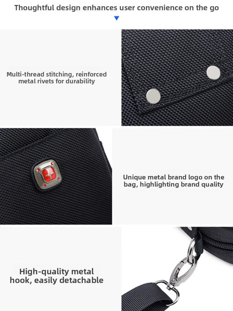 Large Capacity Oxford Cloth Military Knife Crossbody Bag for Men Commuting Work Bag Outdoor Waist Bag Bucket Shape Zipper Clo...