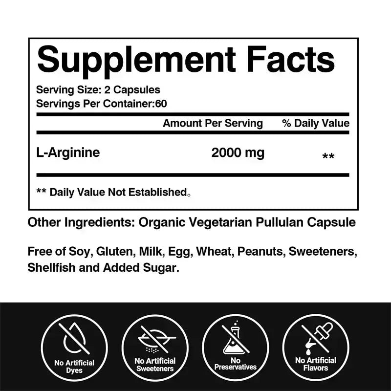 Men's L Arginine Capsules Supplement Endurance Performance for Workouts Muscle Growth Mercury for Adult