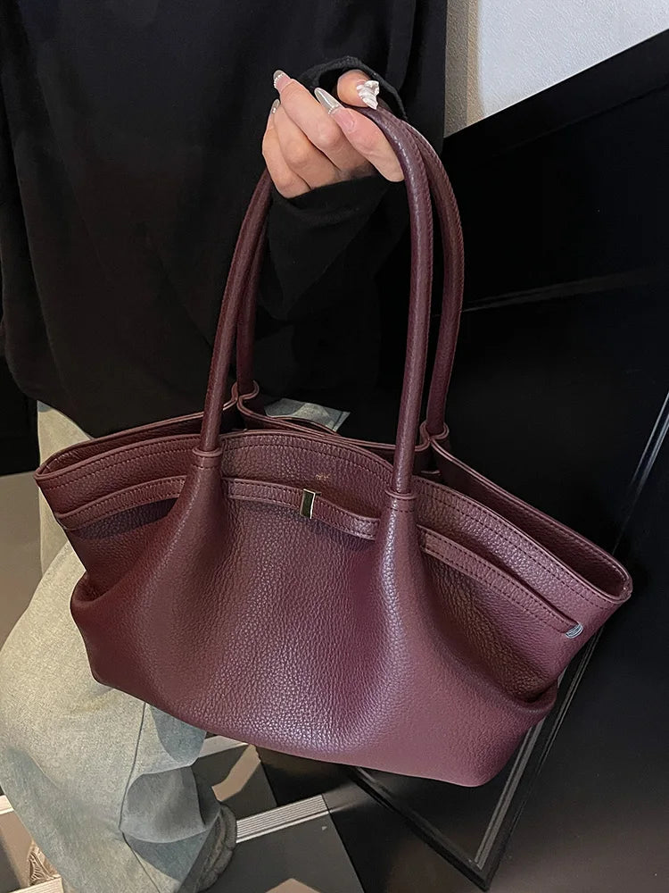 Large Capacity Women's Shoulder Bag Commuter Tote Bag Underarm Single Shoulder Bag Retro Design Casual Handbag