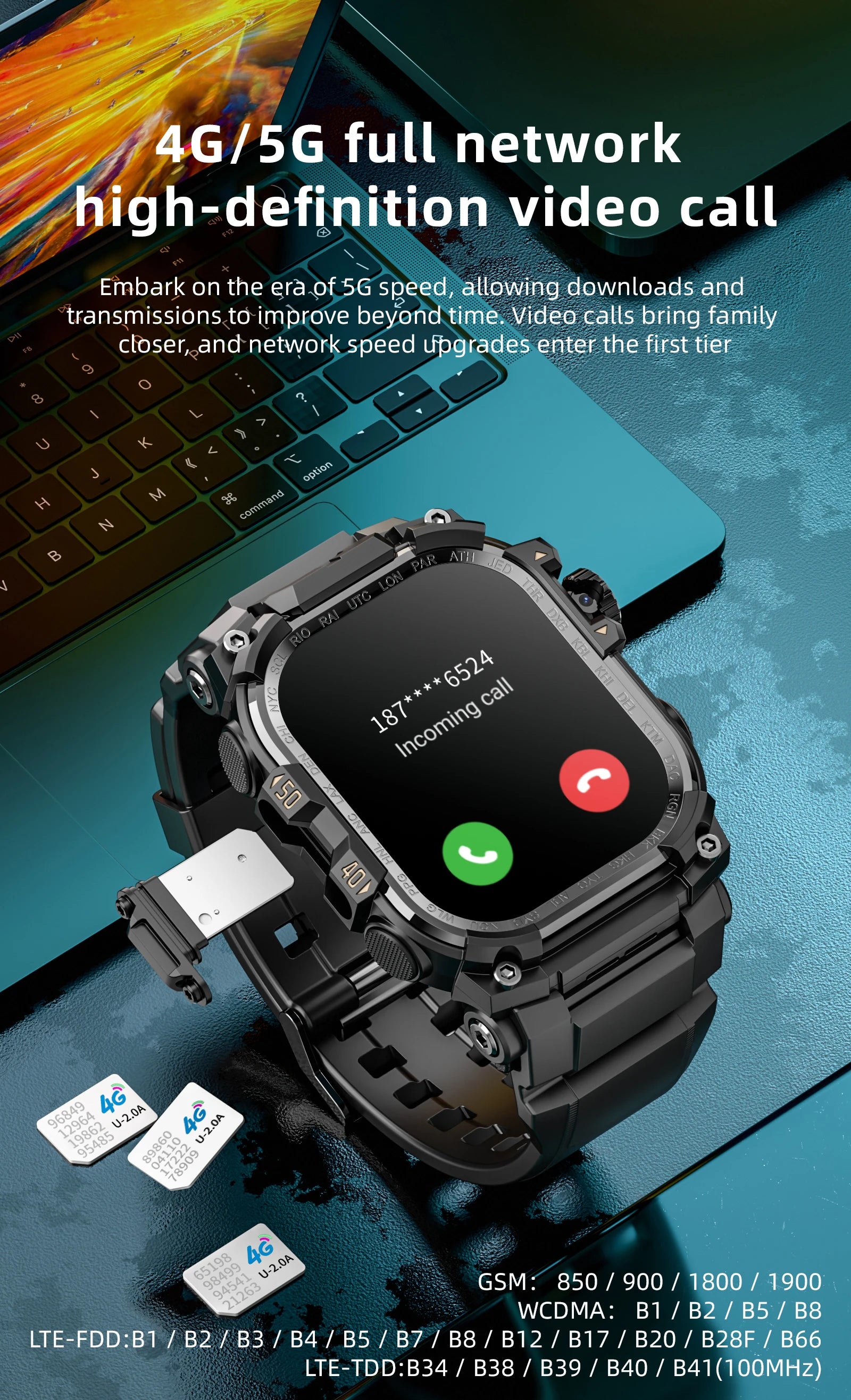 APPLLP 7 MAX 5G LTE Smartwatch 2.06inch Amoled Larger Screen Android 10.0 Smart Watch With 8MP Rotary Camera Sim Card Slot WIFI
