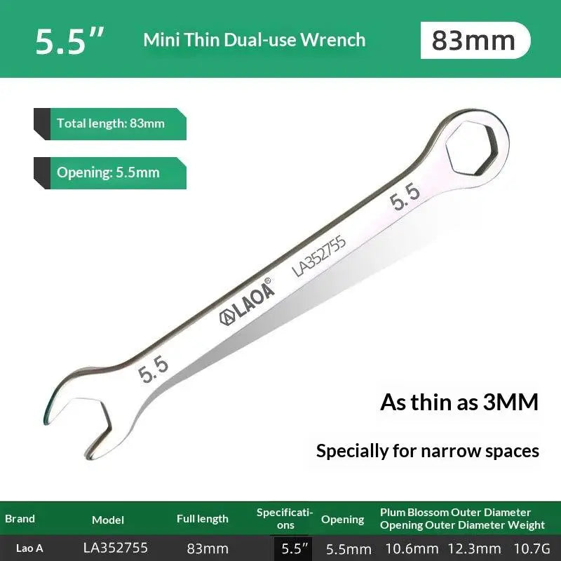 1/8/10Pcs Mini Thin Stainless Steel Double Open-end Wrench 5-11mm Dual-purpose Wrench For Repair Hand Tool Accessory