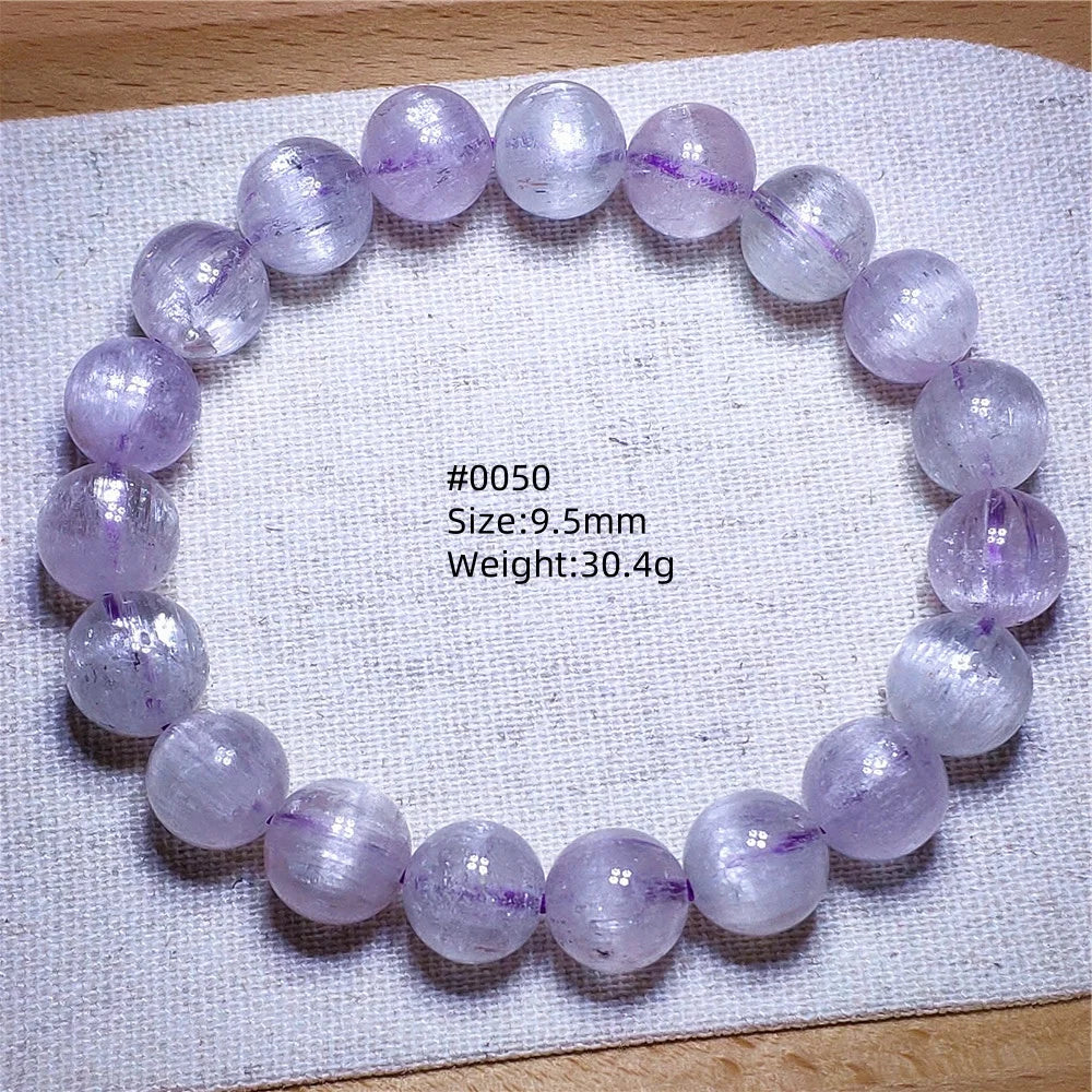 Natural Purple Kunzite Clear Round Beads Bracelet Jewelry Women Men Colorful Kunzite Bracelet Cat Eye Women Men AAAAAA