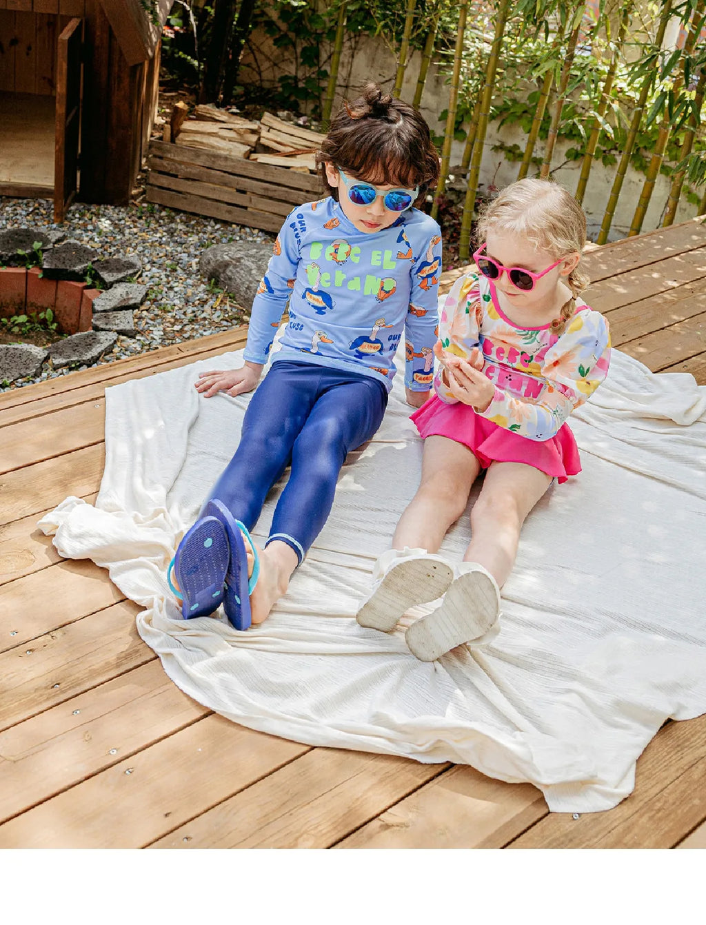 Swimming Suit for Girls Boys Cute Printed Long Sleeve Trousers Beach Swimwear for Kids Quick-dry Swimdress