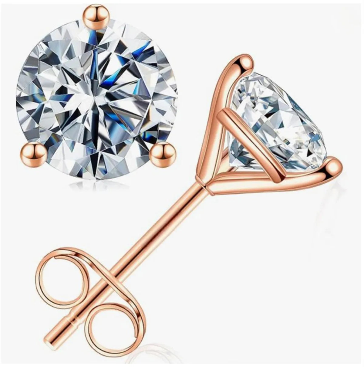 18K solid Real gold Lab grow diamond earrings Simple 3 claw 10K gold 1CT diamond earrings custom Valentine's Day gift for women