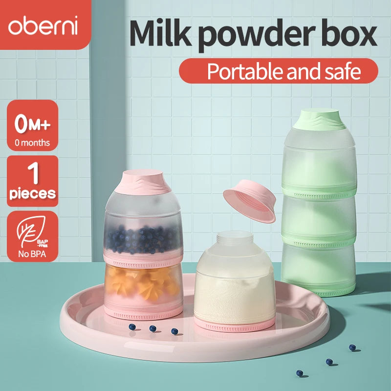 Oberni Baby Food Milk Powder Box Mini Portable Travel Bpa Free Round Shape Formula For Boy and Girl Kid