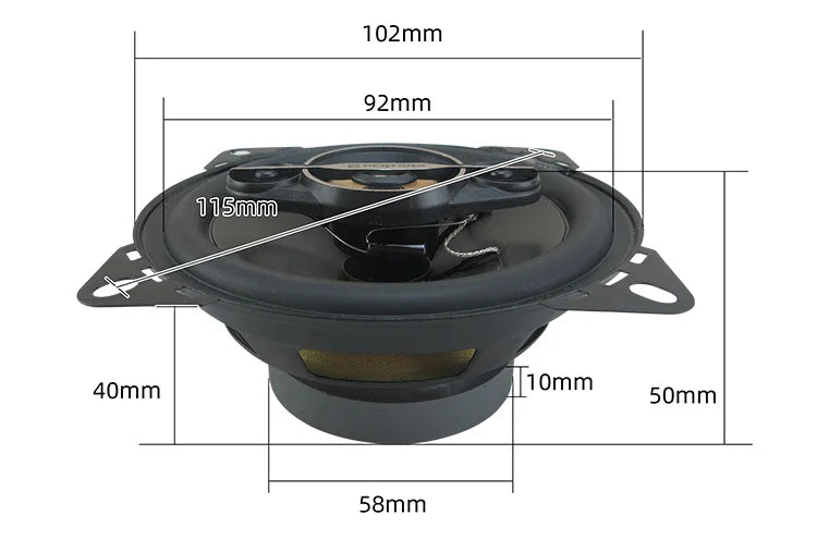 A Pair of 4" Coaxial Speaker 4-Way 350W Max Music Power Subwoofer Nominal Power 35W Impedance 4 Ohms for Audio Systems