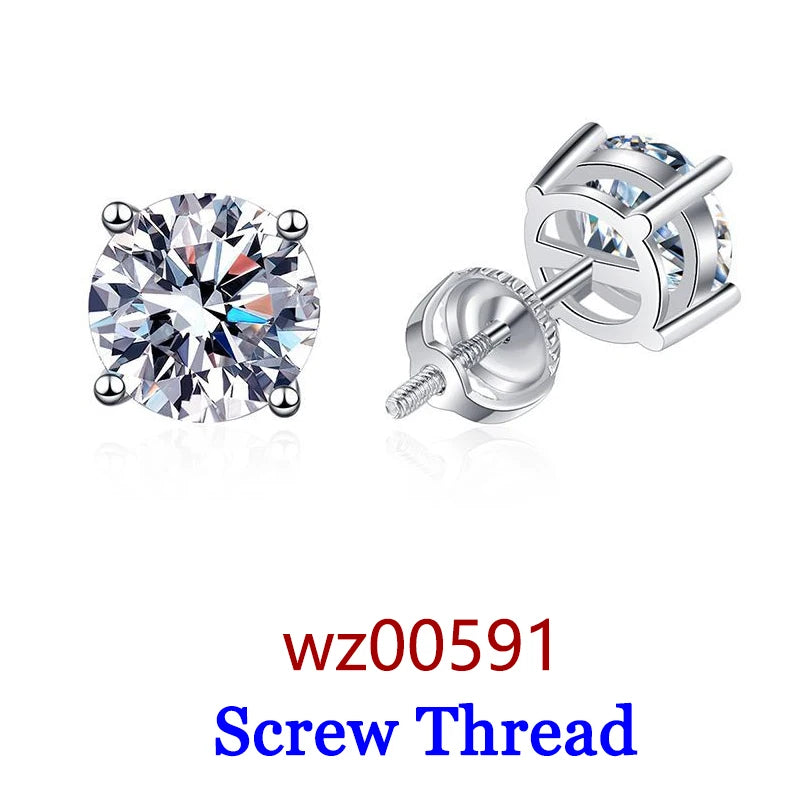 Premium 0.5-2ct Moissanite Diamond Stud Earrings for Women Orginal 925 Sterling Silver Screw Back Women Moissanite Earring 2026