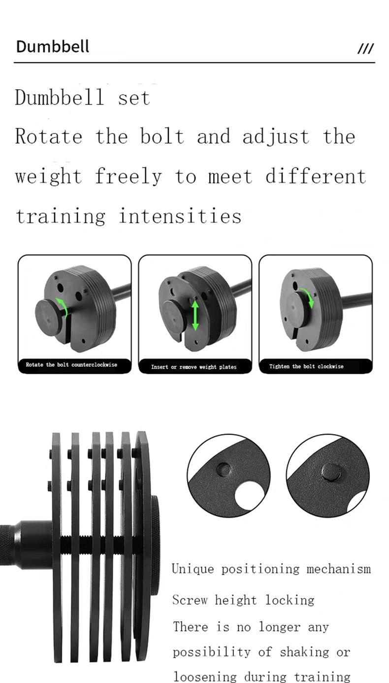 Quick Disassembly Plug-in Adjustable Dumbbells Multifunctional Men's Fitness Arm Muscle 1kg Incremental Steel Dumbbell