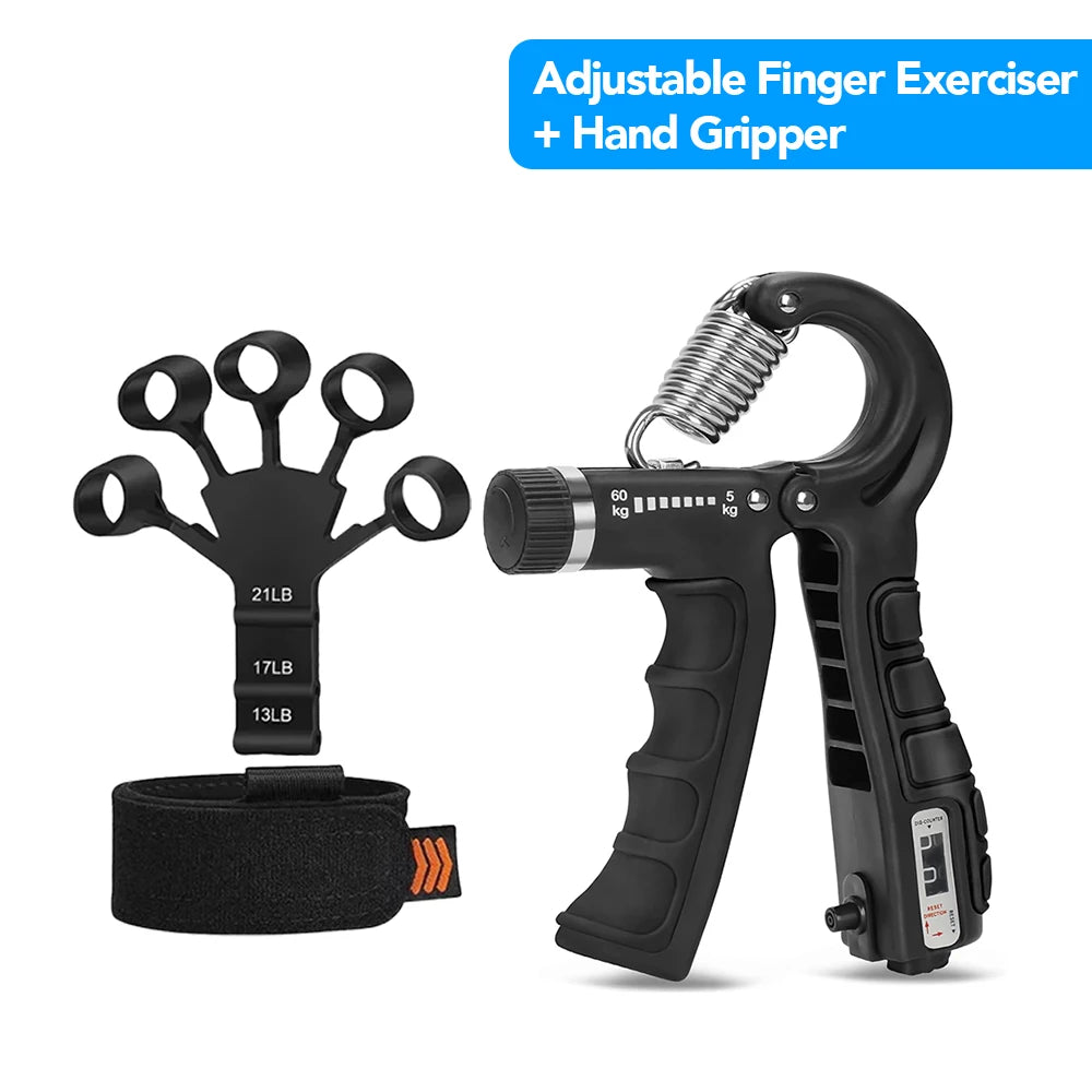 5-60Kg Adjustable Grip Strength Trainer with Finger Exerciser Hand Grip Strengthener for Muscle Building and Injury Recover