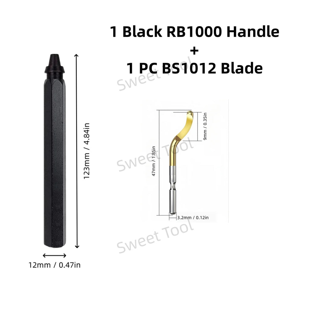 Deburring Tool Set RB1000 Black Metal Handle with 1/10/11 Swivel Blades for Metal PVC Plumbing 3D Printing Plastic Copper Resin
