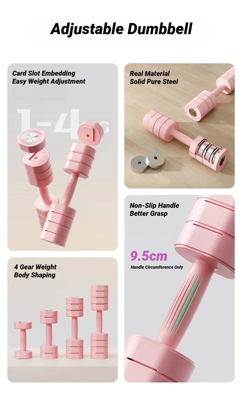 1Pair Adjustable 4In1 Dumbbell Set Ladies Fitness Home Small Thin Arm Weight Loss Equipment Dumbbells Multifunctional
