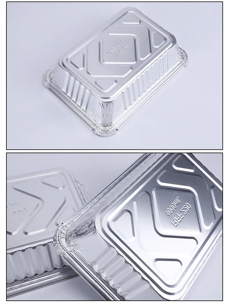 100 Pieces of Barbecue Tin Foil Special Packaging Box Aluminum Foil Lunch Box Home Takeaway Air Fryer Disposable Tin Foil Bowl