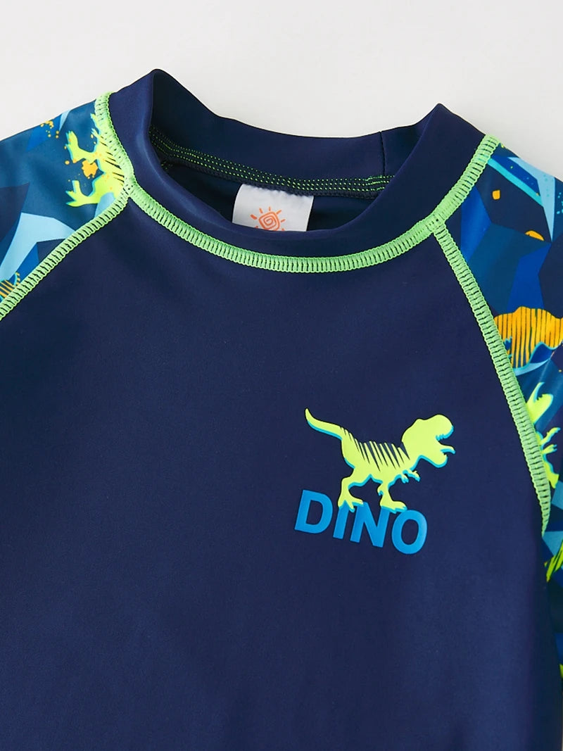 Children's Swimsuit Orange Long Sleeve Rash Guard Kids UPF50 UV Protection Boy's Beach Clothes Shark Swimming Bathing Suit Kids