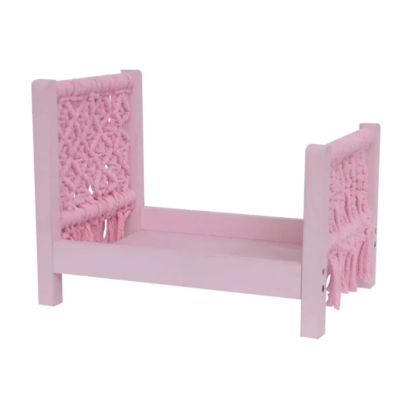 1pc Detachable Small Wooden Doll Bed Newborn Photography Props Studio Baby Photo Shooting Background Decorative Accessories