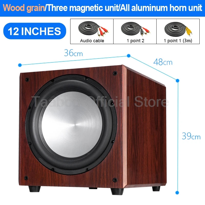 Super Subwoofer High Power 10/12 Inch Speaker Active HiFi Wooden Subwoofer High Fidelity Home Theater Audio Amplifier Speaker