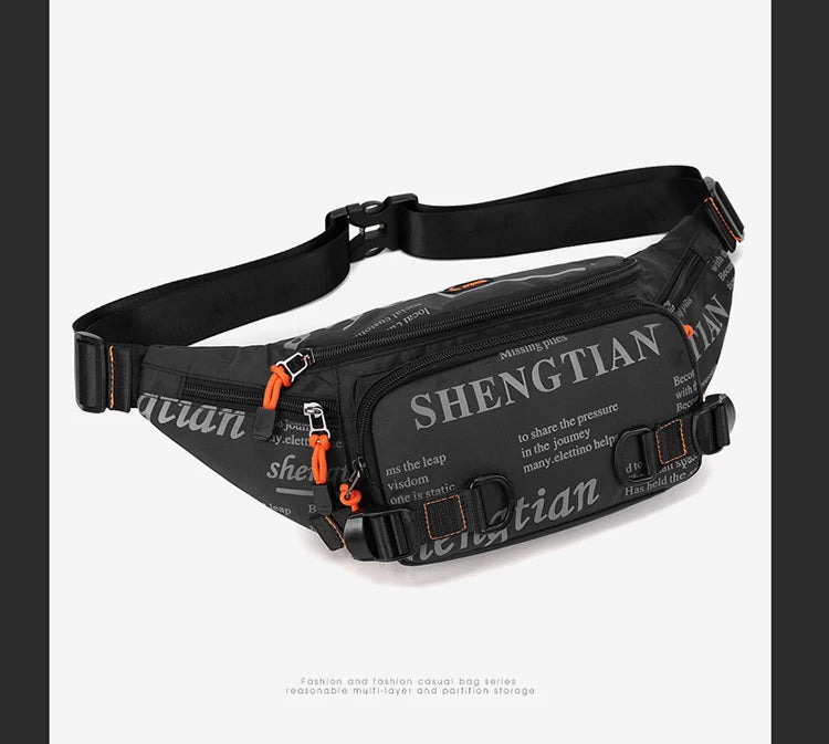 Summer Large Capacity Waterproof Nylon Sports Crossbody Bag for Men Casual Outdoor Leisure Mobile Phone Bag Trendy Sports Wai...