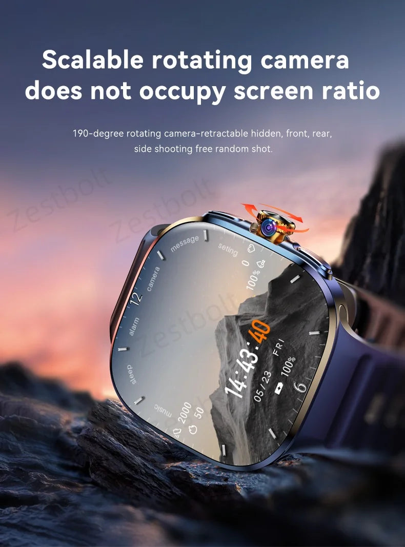 Original M99 Smartwatch with 2.4 Inch AMOLED Screen 4G/5G SIM Card Slot GPS WiFi 190° Rotating Camera Android 10.0 Gaming Watch