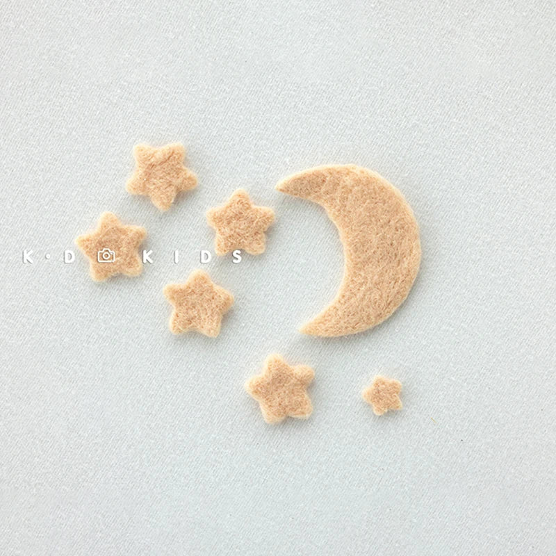 7pcs Wool Felt Stars and Moon Newborn Photography Props Background Mini Accessories Atmospheric Moon and Stars Baby Shoot Props