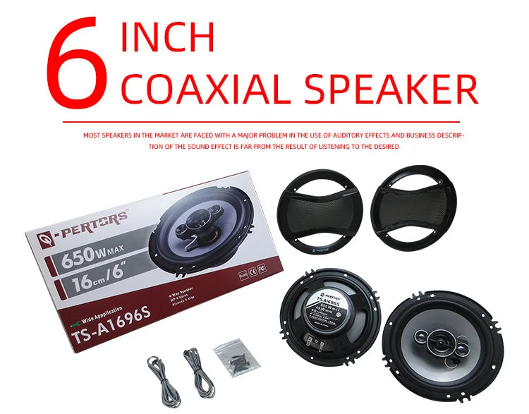 2PCS 6 Inch HiFi Coaxial Subwoofer 1300W (2*650W) Car Automotive Audio Music Stereo 12V Full Range Frequency Car Speaker Woofer
