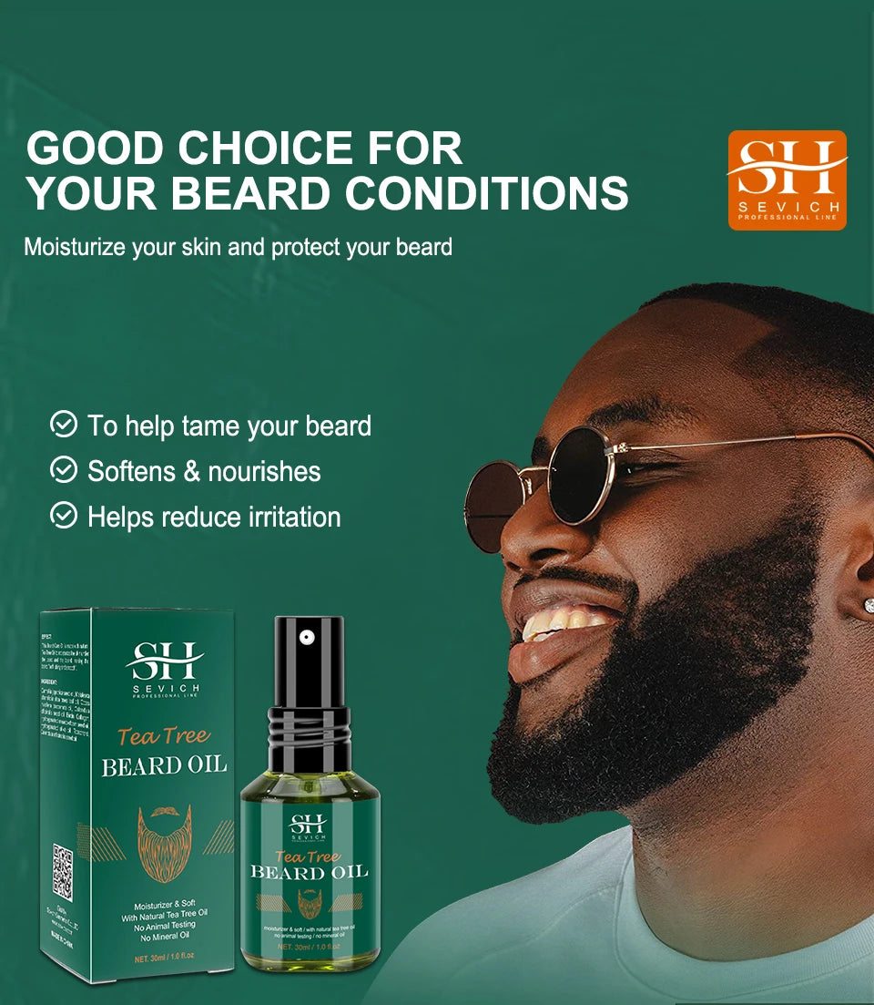 SEVICH Growth Beard Oil for Men Moisturizing Styling Trim Care Thicker Promote Beard Regrowth Strengthen Shine Soften Beard Oil