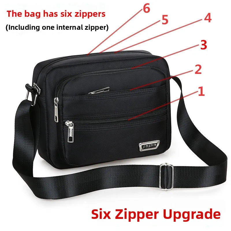 Casual Unisex Crossbody Bag Large Capacity Multi-layer Business Handling Bag Soft Nylon Material Zipper Closure Leisure Trave...