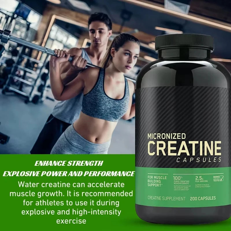 100 PCS Creatine Monohydrate Capsules - Muscle, Performance Supplement for Men  Women, Non-GMO, Gluten-Free