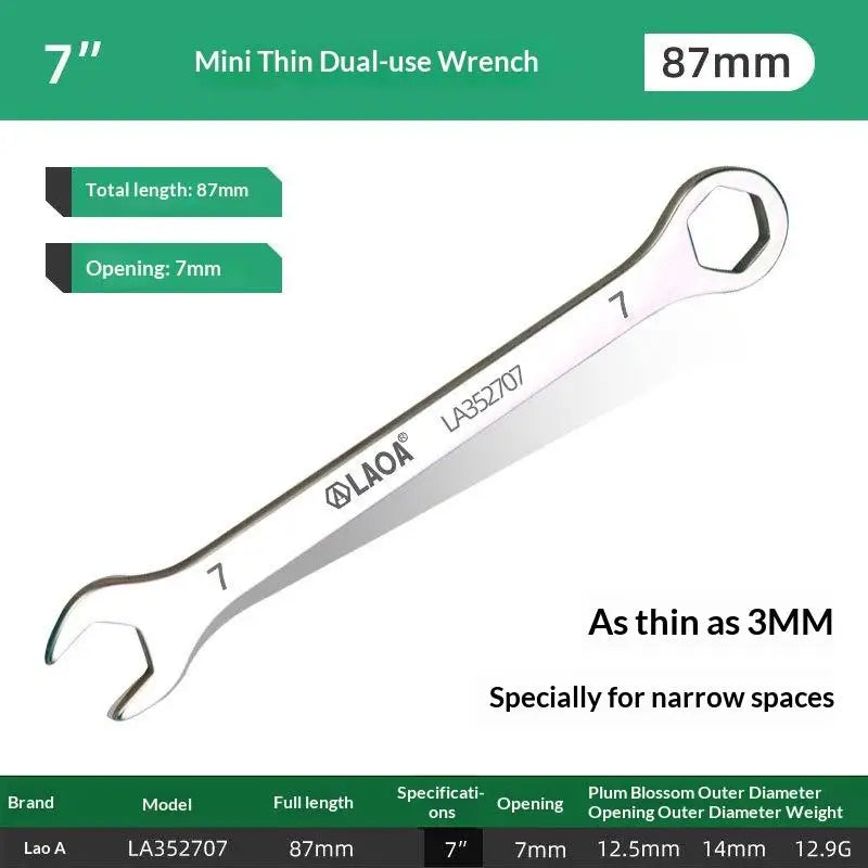 1/8/10Pcs Mini Thin Stainless Steel Double Open-end Wrench 5-11mm Dual-purpose Wrench For Repair Hand Tool Accessory
