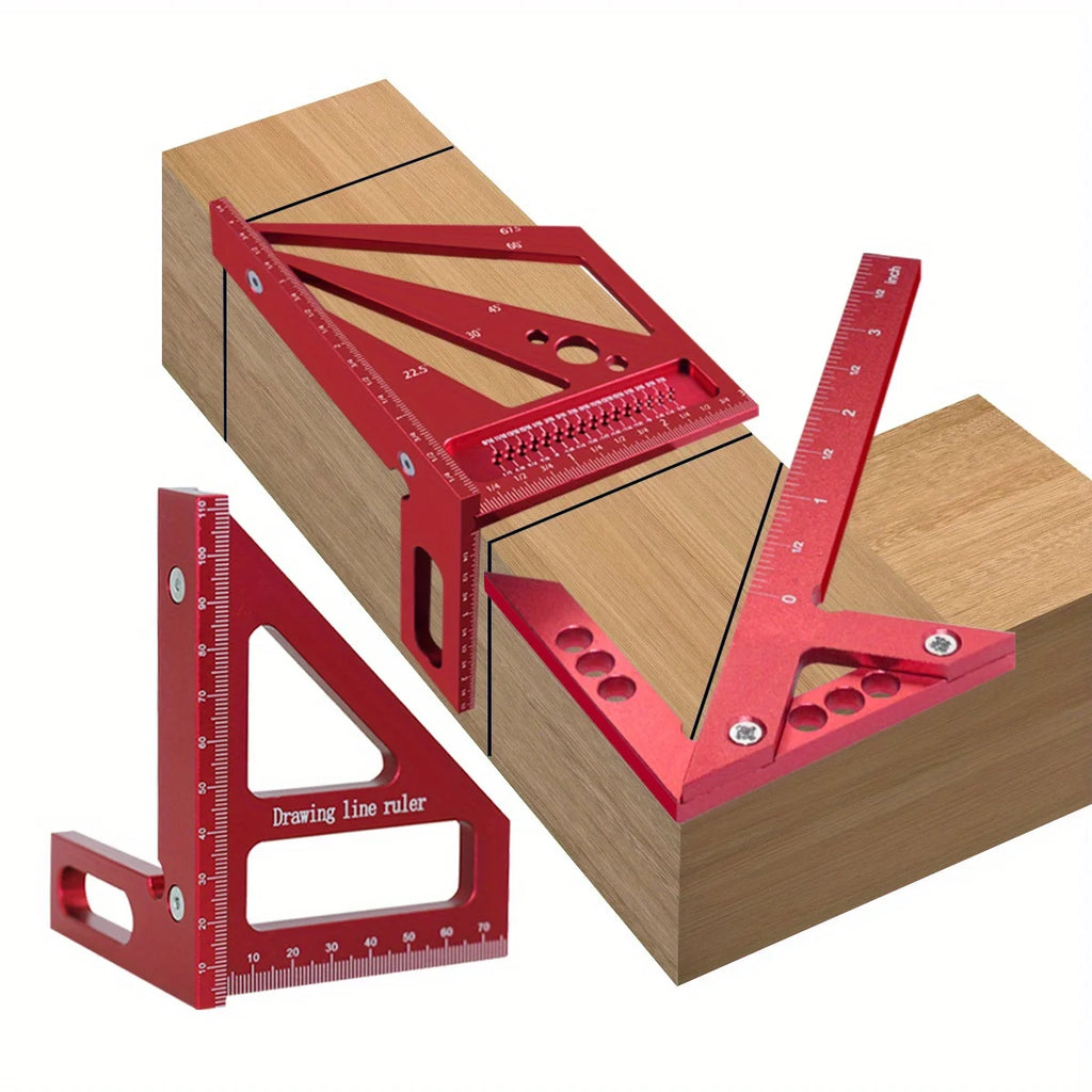 Carpenter Square Protractor,Center Scribe Gauge Kit Center Finder Miter Triangle Ruler T-Type Scriber Layout Measuring Ruler
