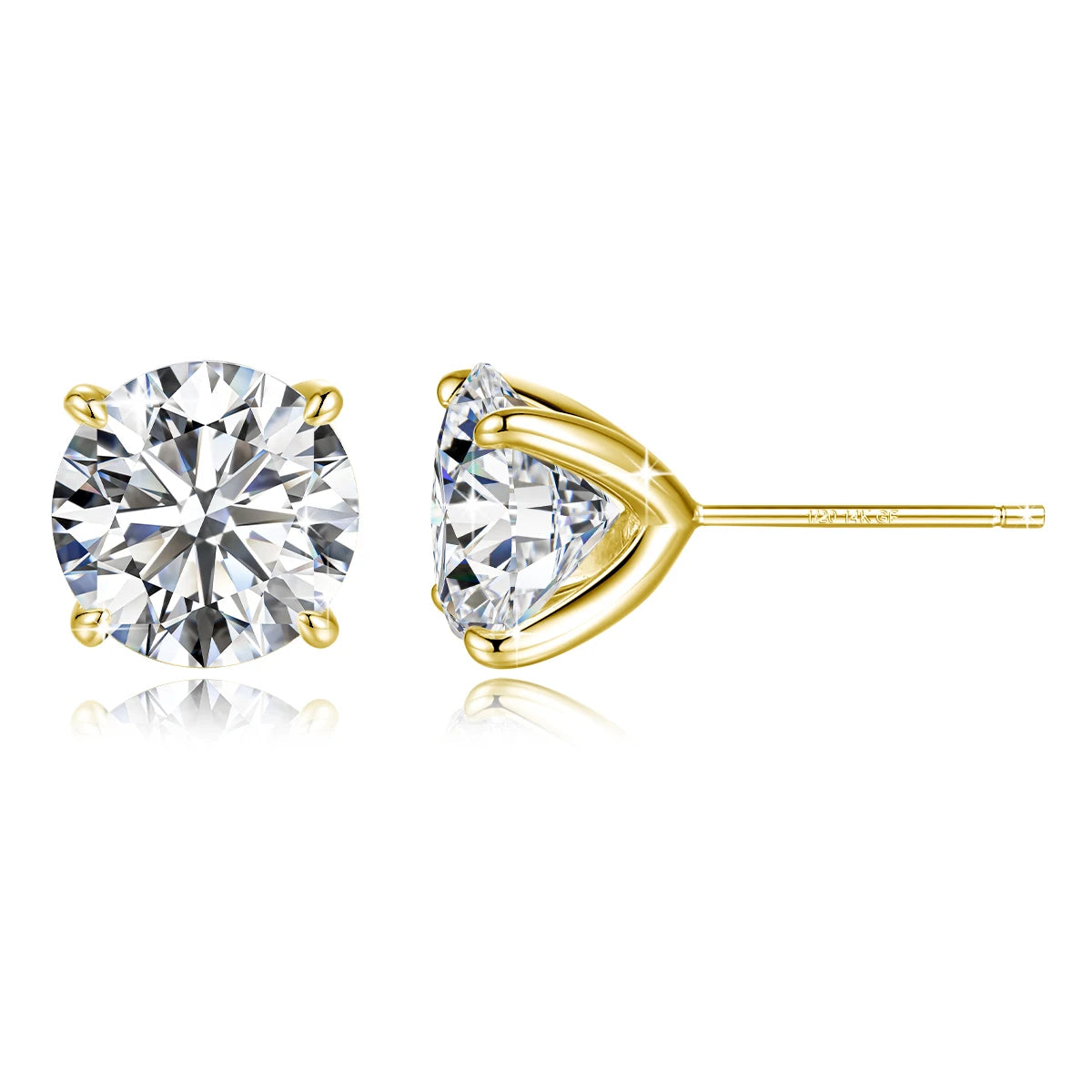 Solid 14K Gold Filled 4 Prong D Color Moissanite Stud Earrings for Women Wedding Diamond Ear Studs Fine Jewelry Birthday Gift