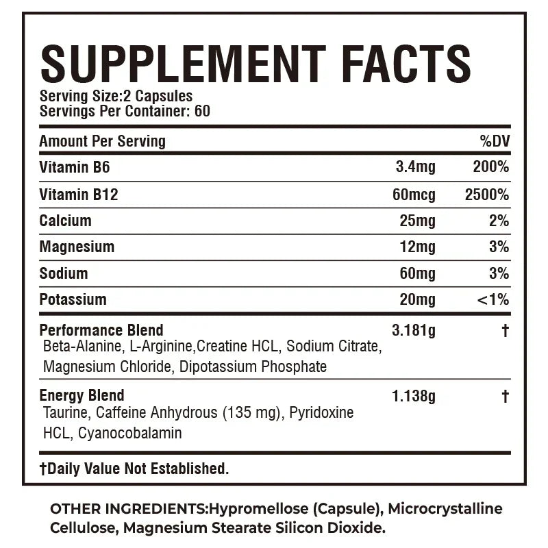 Sport Pre Workout Supplement - Increase Muscle Strength, Improve Athletic Performance, Reduce Fatigue, Muscle Building & Growth