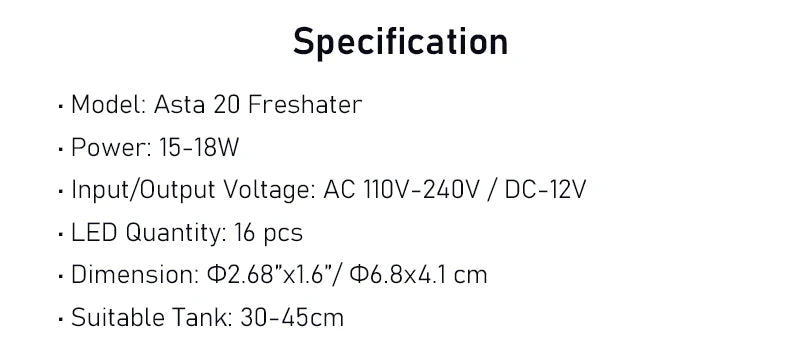 Lominie Asta 20 Freshwater 18W RGBW+UV Full Spectrum Nano LED Aquarium Light for Refugium Planted Fish Tank