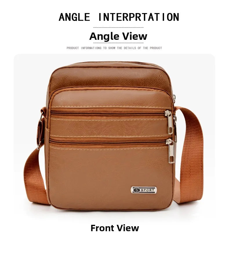 Simplified Soft Leather Crossbody Bag Fashionable Single Shoulder Bag Men's New Model Outdoor Travel Large Capacity Backpack